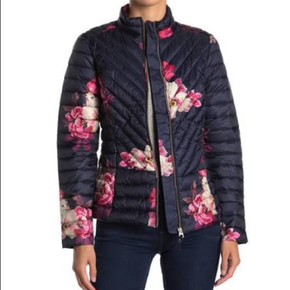 NWOT Joules Elodie Print Chevron Quilted Jacket